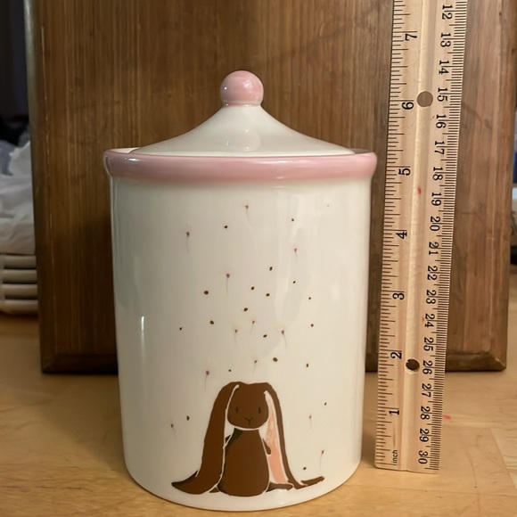 LITTLE HAPPY SPRING by MAGENTA Canister Brown Bunny Rabbit Floppy Ears Pink Trim - Picture 8 of 9
